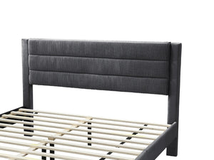 English Elm Luxury Corduroy Platform Full Bed with Storage Drawer and Channel Tufted Headboard B011P418592