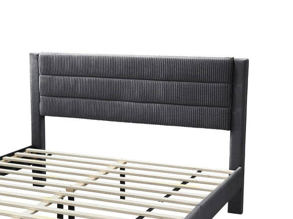 English Elm Luxury Corduroy Platform Full Bed with Storage Drawer and Channel Tufted Headboard B011P418592