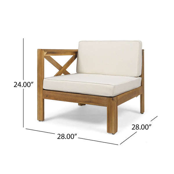 English Elm Christopher Knight Home® - ALCOVE Handcrafted L-Shape Sofa Set with Acacia Wood Frame, Water-Resistant Cushions, Ottoman Table Included Beige 63714.00BGE