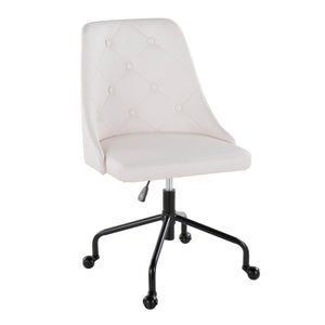 English Elm Marche Contemporary Adjustable Office Chair with Button-Tufted Faux Leather, Swivel Casters, Chic Comfort White B202P223945