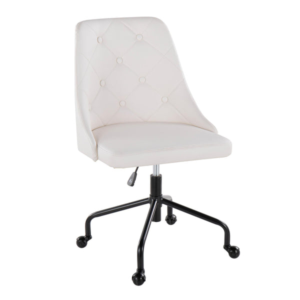 English Elm Marche Contemporary Adjustable Office Chair with Button-Tufted Faux Leather, Swivel Casters, Chic Comfort White B202P223945