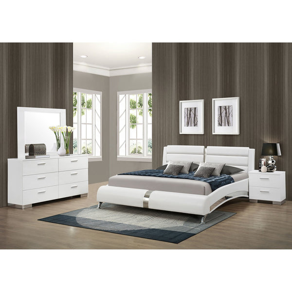 English Elm Fillmore White 4-Piece Eastern King Bedroom Set - Modern, Sleek Design With Ample Storage & Style B062S01371