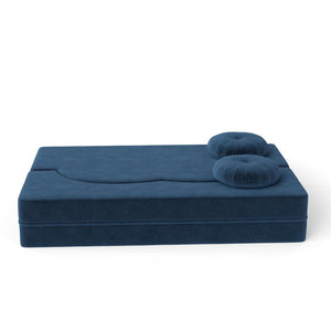 English Elm Folding Foam Futon Sofa Sleeper Twin Size Floor Lounger for Guest or Studio Use Blue W2353P386232