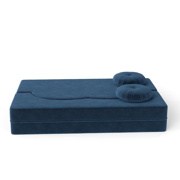 English Elm Folding Foam Futon Sofa Sleeper Twin Size Floor Lounger for Guest or Studio Use Blue W2353P386232