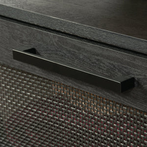 English Elm Coffee Coffee Table with Gold-Tone Accents and Two Drawers for Stylish Living Room Storage and Decor Black B356P402597