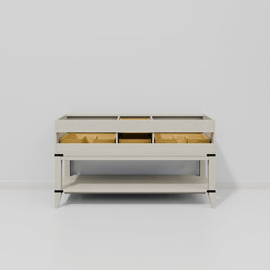 English Elm White Oak Double Bath Vanity With Carrara Marble Top & Chrome Faucet – Elegant Storage Solution B2731P260281-GIGA