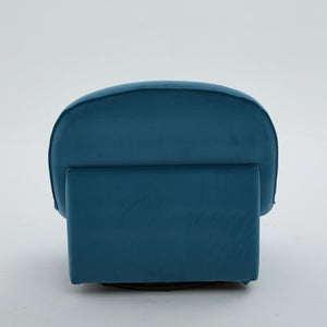 English Elm Swivel Accent Chair Plush Velvet Pumpkin Barrel Silhouette with 360 Degree Metal Base Smoke Blue W3244P392751