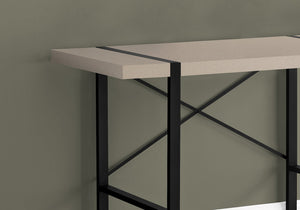 English Elm Computer Desk: Sleek 48" Contemporary Workstation With Beige Laminate & Black Metal Frame For Home Office B2710P219881