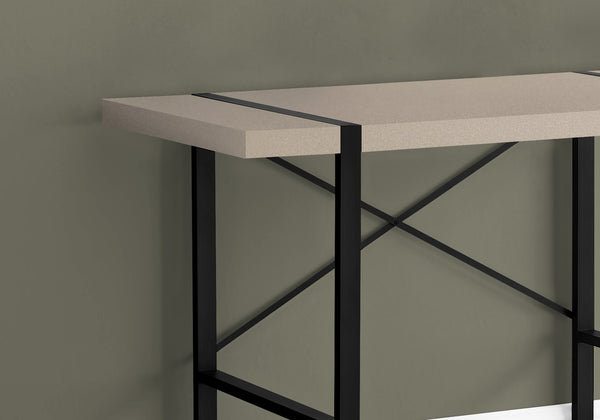 English Elm Computer Desk: Sleek 48" Contemporary Workstation With Beige Laminate & Black Metal Frame For Home Office B2710P219881
