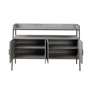 English Elm 52-Inch TV Stand Gray Oak & Black - Trapezoid Metal Frame, 2 Cabinets + Open Shelf for Media B016P317150