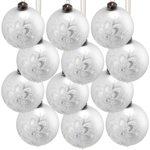 English Elm D3" Elegant Glass Christmas Ball Ornaments Set Of 12 - Perfect For Holiday Decor & Festive Displays W2078P247896