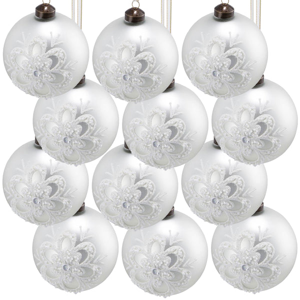 English Elm D3" Elegant Glass Christmas Ball Ornaments Set Of 12 - Perfect For Holiday Decor & Festive Displays W2078P247896