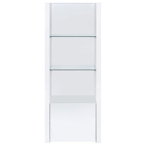 English Elm Lance Glossy White Three Piece Entertainment Center with Glass Shelves for Living Room B062S01736
