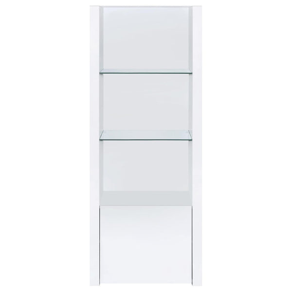 English Elm Lance Glossy White Three Piece Entertainment Center with Glass Shelves for Living Room B062S01736