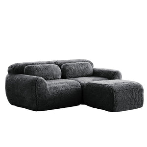 English Elm L-shaped Plush Sectional Sofa Boneless Cloud Comfort Floor Lounge with Chaise for Bedroom Dark Grey W714S01547