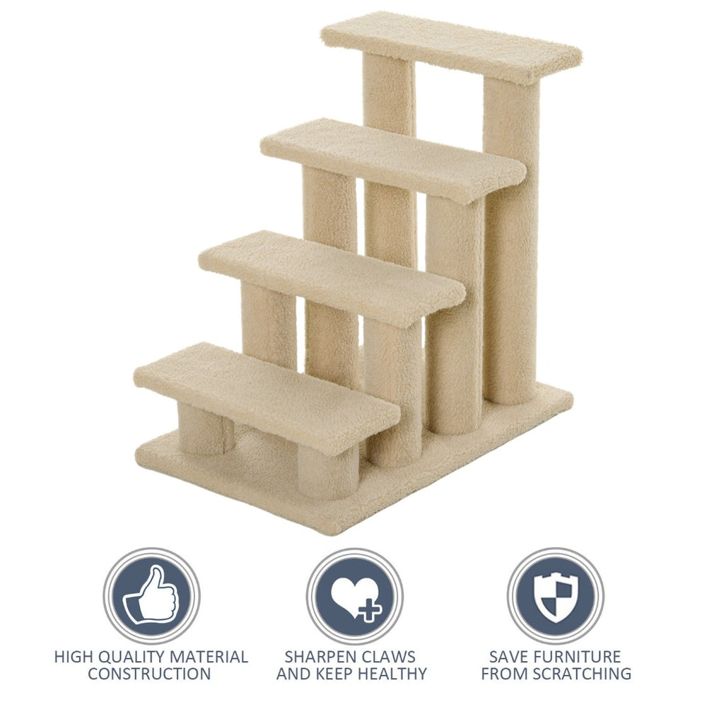 English Elm Cat Climbing Tower with Berber Fleece Steps and Eight Scratch Posts for Small Pets T3971P383881