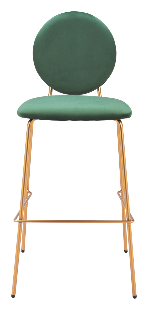 Odessa Barstool - Set of 2 Green & Gold 109806 Zuo Modern