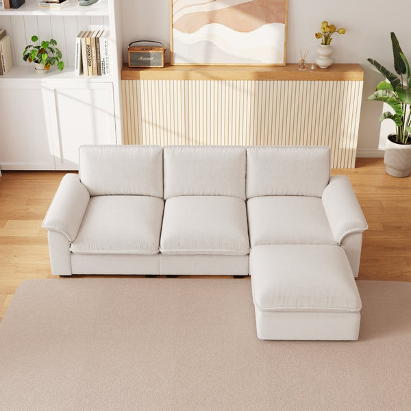 English Elm Cloud Sectional Sofa with Movable Chaise Soft Chenille Upholstery for Modern Living Rooms Beige W1359S00062