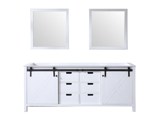 English Elm White Double Bath Vanity 80" With 2 Mirrors - Stylish Storage Solution For Modern Bathrooms B2731S00571-GIGA