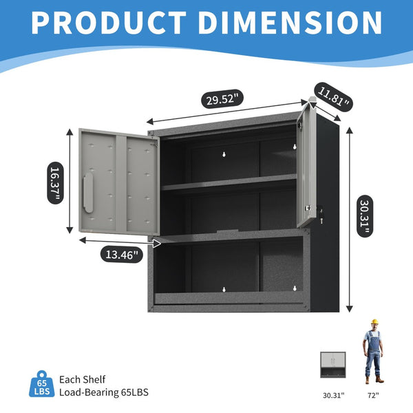 English Elm Heavy Duty Wall Mounted Steel Cabinet Locking Lift Door Garage Workshop Storage T2398P236505