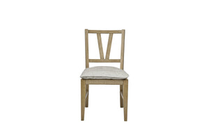 English Elm Slat Slat Back Chair with Cashew Hickory Veneer, Rattan Seat and Removable Tie-On Cushion Set of 2 Light Tan 39.75 L x 26.5 W x 14.75 H B2699P383811