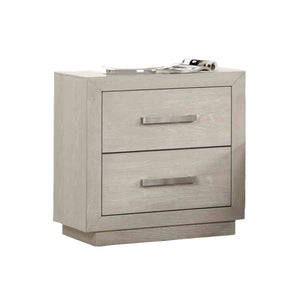 English Elm Transitional Oak Veneer Nightstand with Dovetail Drawers and Light Gray Finish B2741P435888