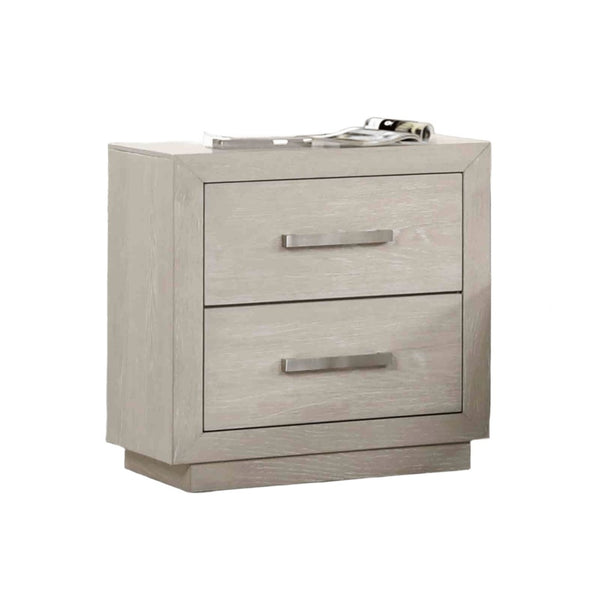 English Elm Transitional Oak Veneer Nightstand with Dovetail Drawers and Light Gray Finish B2741P435888