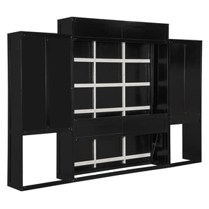 English Elm Queen Wall Bed with Integrated Desk Vanity and Cabinet Storage for Studio Rooms Espresso N820S10057P-1