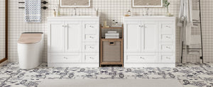 English Elm 72-inch Shaker Double Sink Freestanding Vanity with Resin Basins and Soft Close Storage N729P000010K-2