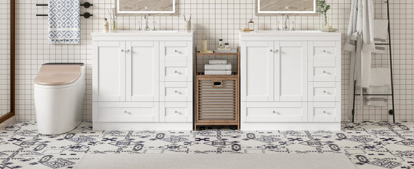 English Elm 72-inch Shaker Double Sink Freestanding Vanity with Resin Basins and Soft Close Storage N729P000010K-2