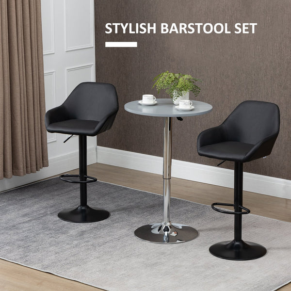 English Elm Homcom Modern Adjustable Bar Stools Set Of 2, Swivel Pu Leather With Footrest For Kitchen & Dining W2225P217149