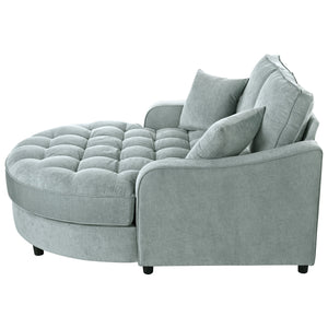 English Elm 55" Modern Chaise Lounge Sofa Bed Upholstered in Soft Chenille with Tufted Round Seat & Pillows, Durable Frame Green N719P256002F