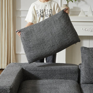 English Elm 99-Inch Chenille Cloud Curved Sectional Sofa With Reversible Chaise For Stylish Living Spaces W834S00477