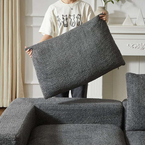 English Elm 99-Inch Chenille Cloud Curved Sectional Sofa With Reversible Chaise For Stylish Living Spaces W834S00477