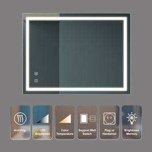 English Elm 36X28 Inch Bathroom Led Vanity Mirror – Dimmable, Anti-Fog, Adjustable Color Temp & Waterproof Design W1992P210830