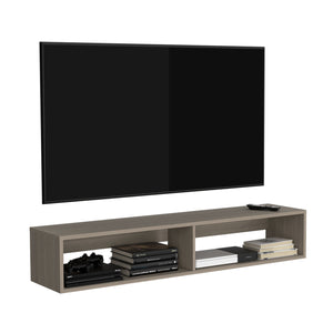 English Elm Warrior 59" Floating TV Stand with Two Open Shelves, Cable Management, Sturdy Wall-Mounted Design Light Gray 65 L x 18 W x 3.6 H B200P240264