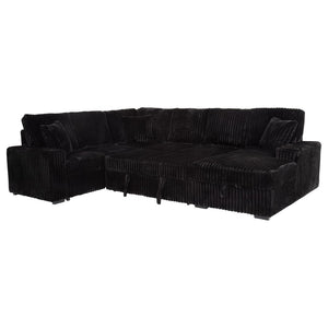English Elm Thurston Corduroy Sectional Sofa with Hidden Chaise Storage and Pop-up Sleeper Black B062S01484