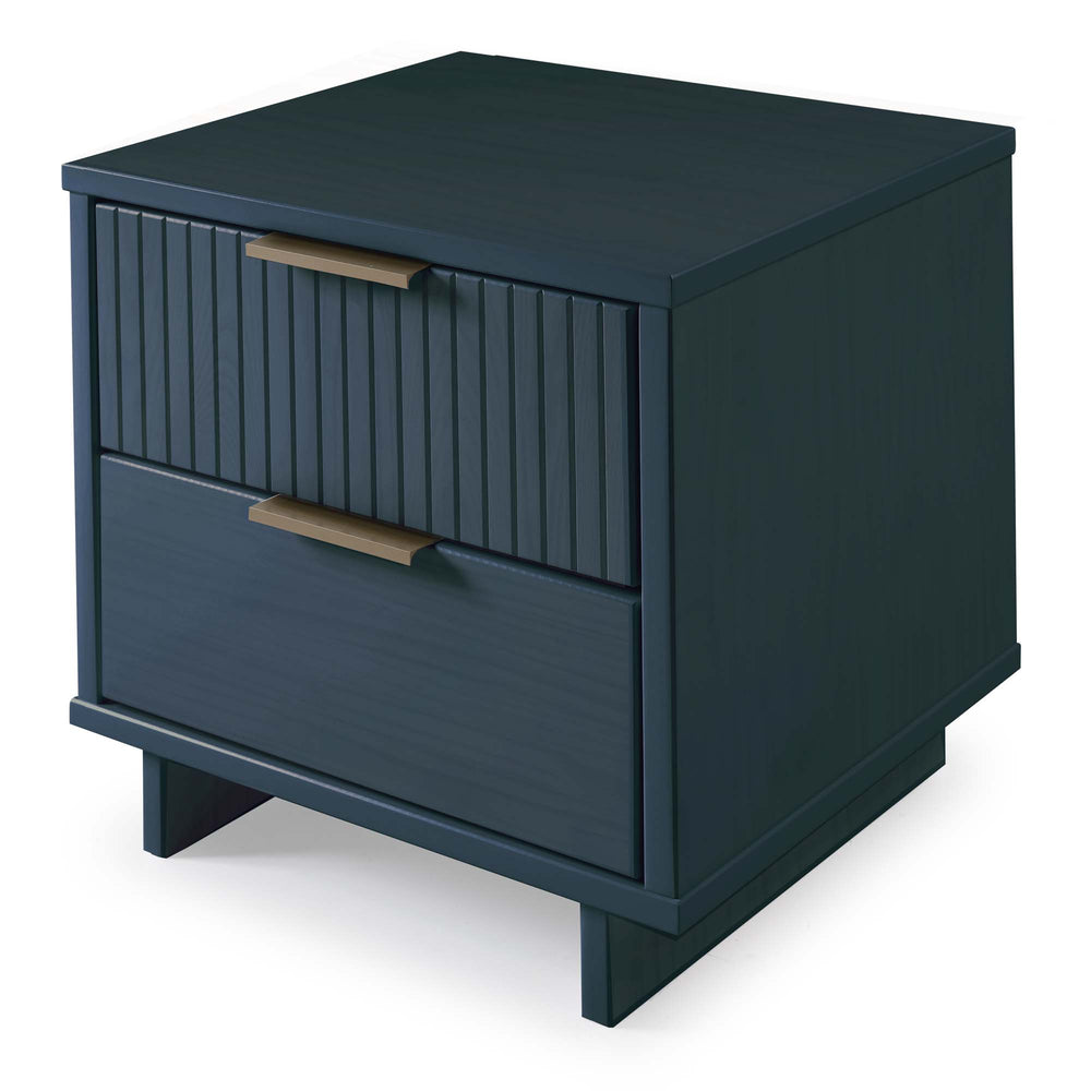 English Elm Granville 18" Nightstand In Midnight Blue - Chic 2-Drawer Design With Gold Accents & Storage Solution B365P398531