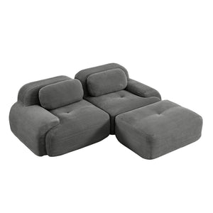 English Elm 82'' Modular L-shaped Sectional Sofa Corduroy Upholstery Curved Arms for Living Rooms Grey W714S01264