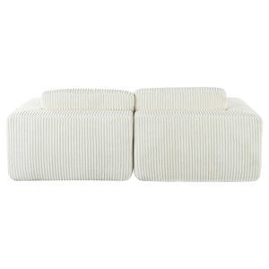 English Elm U_Style Corduroy Double Sofa Bed with Plush Supportive Sponge-Spring Seats and Removable Back Cushions White WY000449AAK