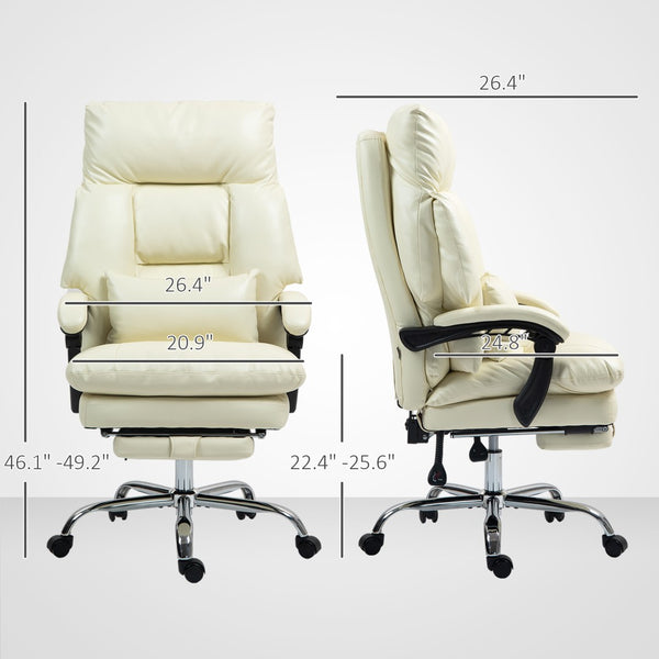 English Elm Office Massage Chair High Back Executive Recliner with Lumbar Heat and Footrest T3971P408806