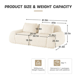 English Elm 82" Modular Sectional Sofa Flannelette Upholstery Deep Seat No Assembly Living Room Cream W714P377086