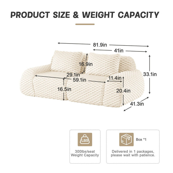 English Elm 82" Modular Sectional Sofa Flannelette Upholstery Deep Seat No Assembly Living Room Cream W714P377086