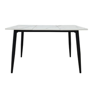 English Elm Rectangular Wood Top Dining Table with Industrial Metal Legs Seats Four to Six W3752S00019