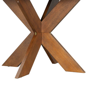 English Elm Christopher Knight Home® - Round MDF Dining Table Cherry – Modern Farmhouse Round Kitchen Table Seats 5, Easy Assembly, 300lb Capacity, Space-Saving Elegance N779P266070C