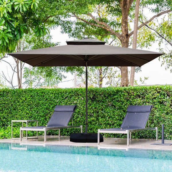 English Elm 9'x 11' Rectangle Cantilever Umbrella with Reinforced 9-Rib Frame, 360° Pedal Rotation, Tilt Adjustment Gray W1859P337791