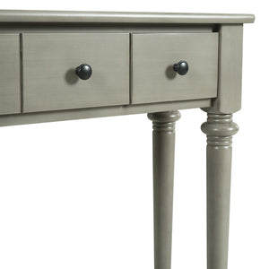 English Elm Trexm Vintage Console Table Four Drawers Pine Veneer Grey Wash Entryway Storage N715P202860E