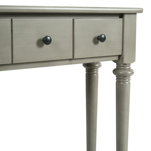 English Elm Trexm Vintage Console Table Four Drawers Pine Veneer Grey Wash Entryway Storage N715P202860E
