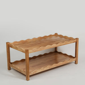 English Elm Modern Two Tier Rubberwood Coffee Table with Open Shelf for Living Room Display W3040P455713