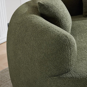 English Elm 66.93 Inch Curved Teddy Velvet Loveseat Sculptural Compact Sofa for Apartments Green W3612P406627